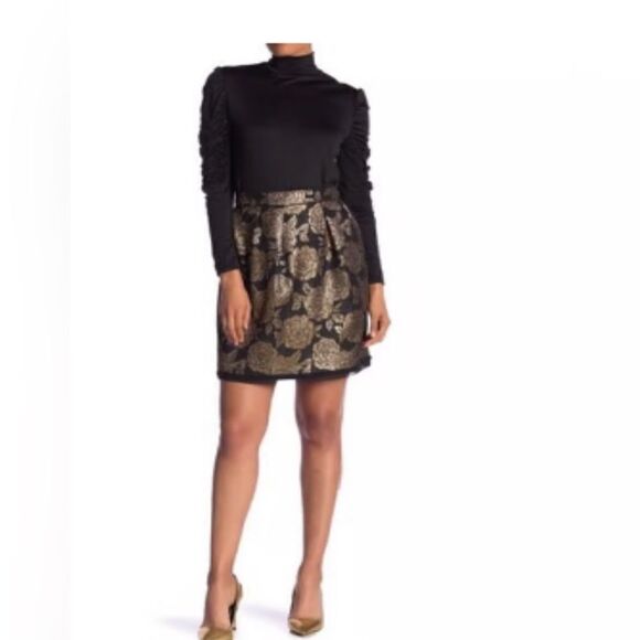 New with tags sz 14 NANETTE LEPORE Women's Floral Metallic Foiled A-Line Skirt - Picture 1 of 14